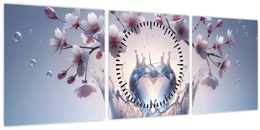 Obraz - Diamantové srdce (s hodinami) (90x30 cm)