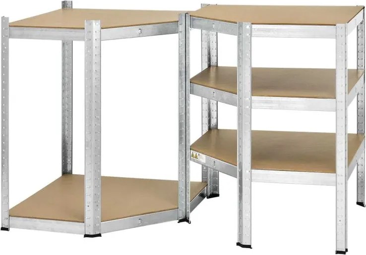 Kovový rohový regál 180x70x40-70 cm, 5 políc, nosnosť 875 kg
