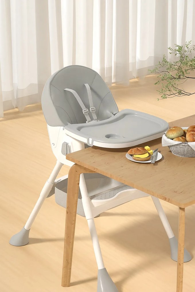 Stolička na kŕmenie KDK03 4v1 sivá + košík a kolieska ZDARMA