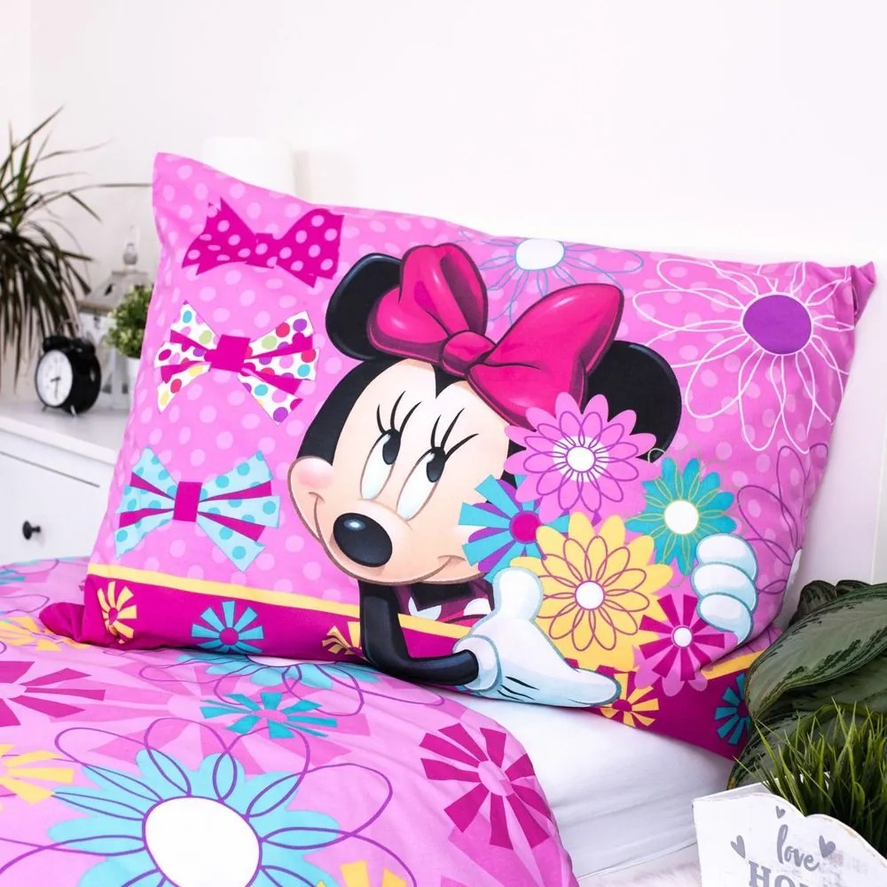 Jerry Fabrics Obliečky Minnie - Minnie - Bows and flowers | 140 x 200 cm / 70 x 90 cm