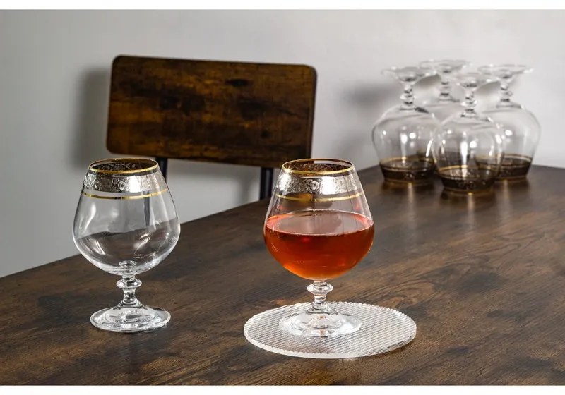 BOHEMIA ANGELA ZLATO-PLATINOVÝ POHÁR NA BRANDY 400 ML SADA 2 KS