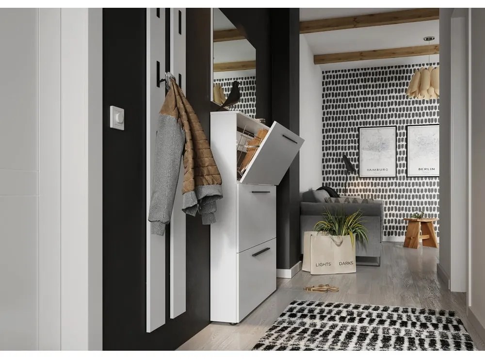 Biela výklopná skrinka na topánky Utah - Germania