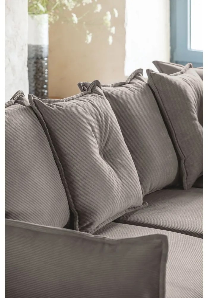 Svetlohnedá menčestrová rozkladacia rohová pohovka (pravý roh) Lazy Lukka – Miuform