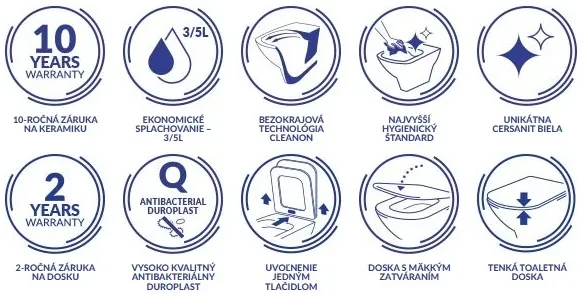 Cersanit Moduo, System50 MECH podomietkový rám + závesná wc misa Moduo Plus CleanOn + chrómové tlačidlo MOVI II, S701-769