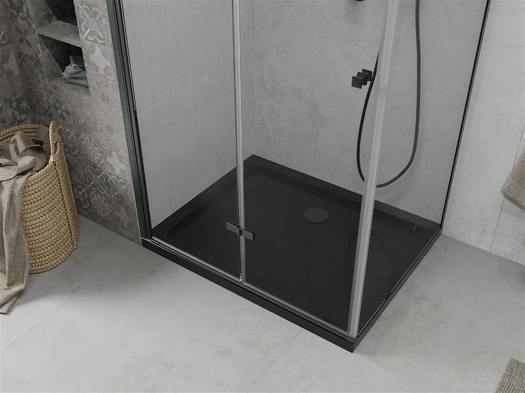 Mexen Lima, sprchovací kút so skladacími dverami 90 (dvere) x 100 (stena) cm, 6mm číre sklo, čierny profil + slim sprchová vanička čierna s čiernym sifónom, 856-090-100-70-00-4070B