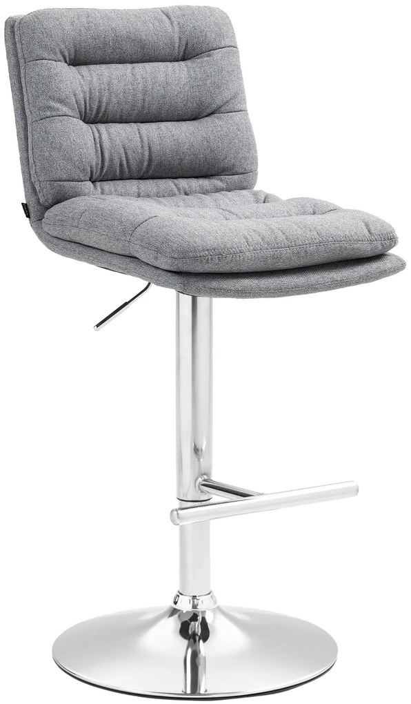 Barová stolička Damar - látka, chróm rám - sivá