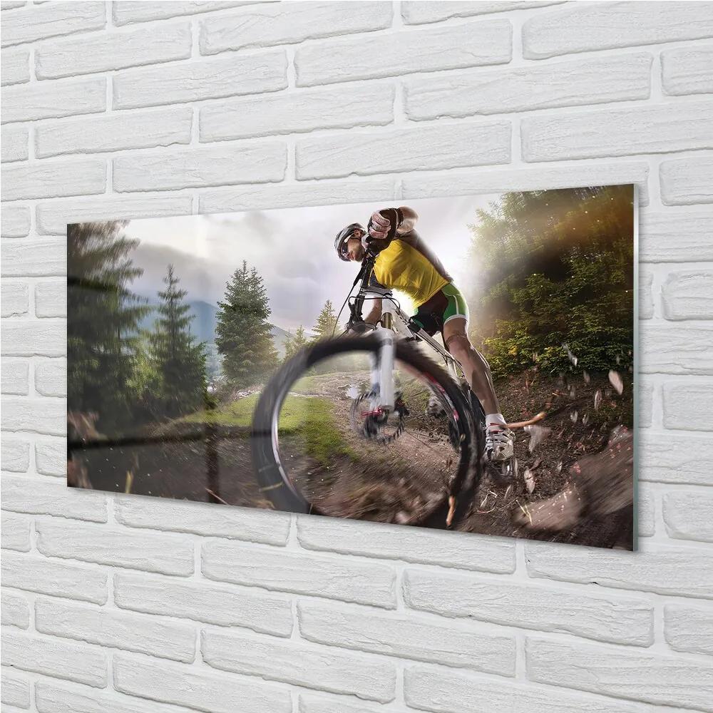 Obraz na skle Cloud na horskom bicykli 120x60 cm