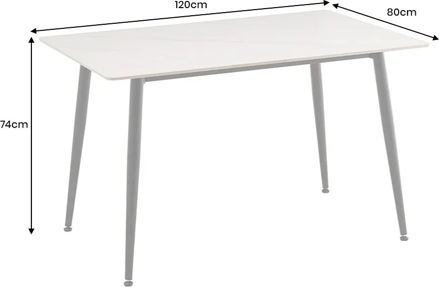 Keramický jedálenský stôl Garold 120 cm biely