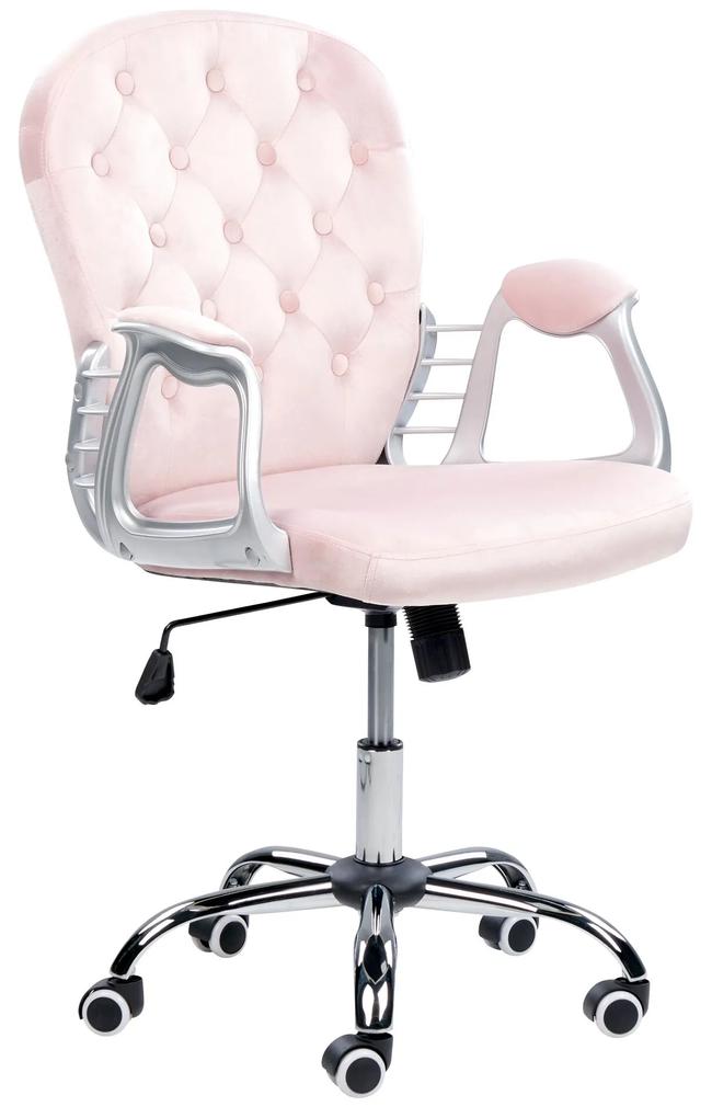 Otočná zamatová kancelárska stolička ružová PRINCESS Beliani