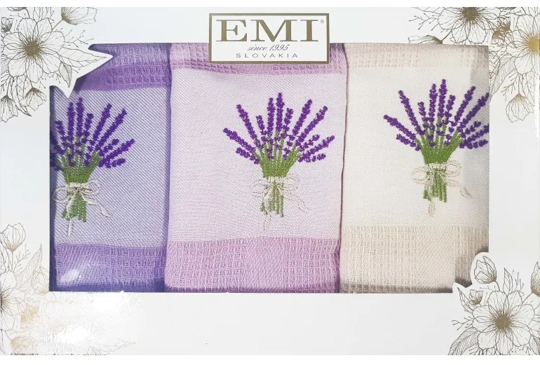Utierky vaflové na riad levanduľa set 3ks EMI
