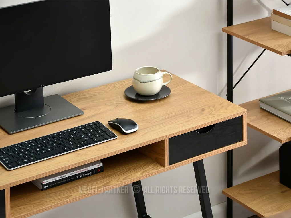 PC stolík Gavon (dub čierny + čierna). Akcia -20%. Vlastná spoľahlivá doprava až k Vám domov. 1109759