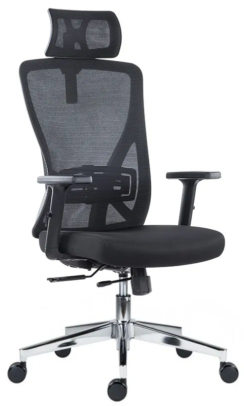 Kancelárska ergonomická stolička Neoseat FLEX PRO — sieť / látka, čierna, nosnosť 150 kg