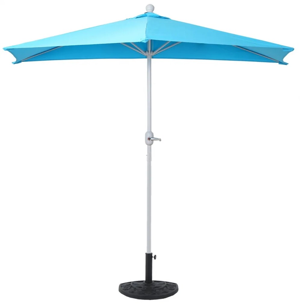 Slnečník polkruh Parla - polyester/hliník - 270cm tyrkysová so stojanom
