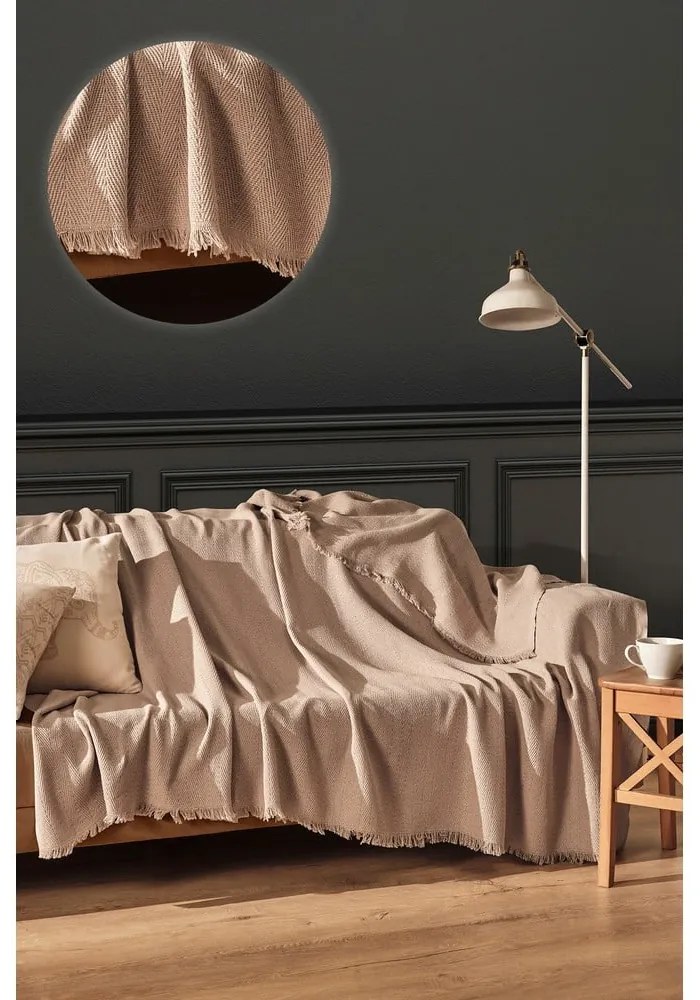 Hnedý pléd z recyklovanej bavlny 170x205 cm Merlin – Mijolnir