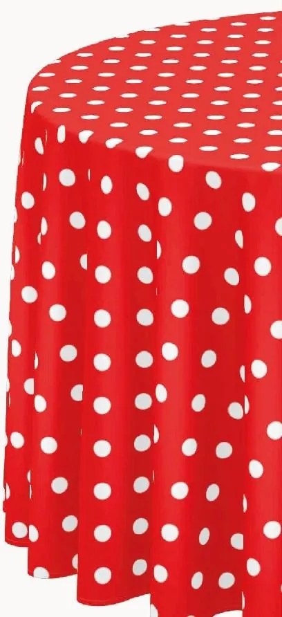 Obrus PVC 069A bodka biela na červenom podklade metráž, 20 m x 140 cm, IMPOL TRADE