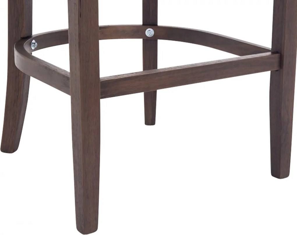 Barová stolička Buckingham - látka, drevené nohy tmavá antik - Krémová