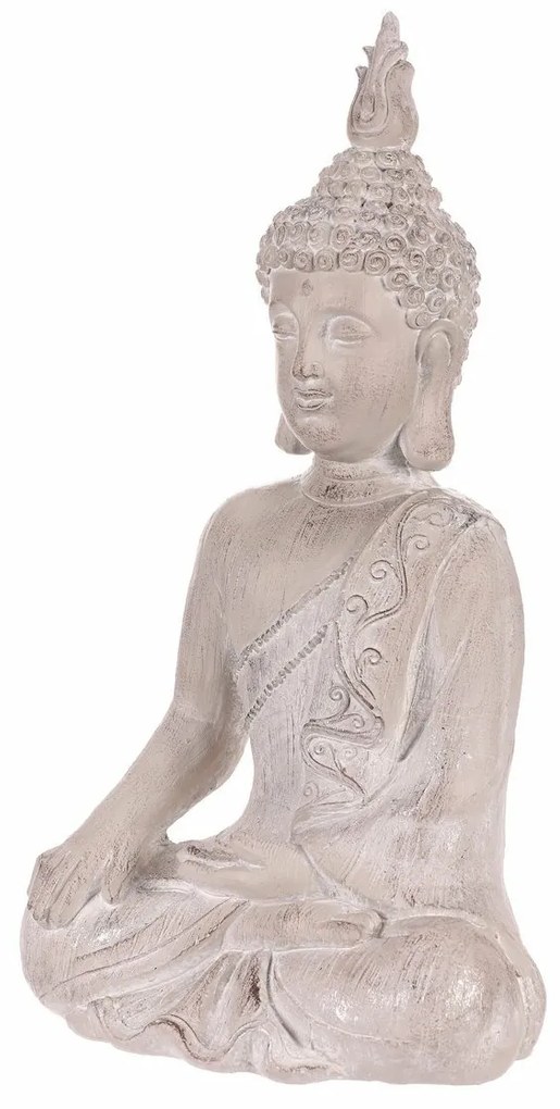 Dekorácia soška Budha sediaci, sivá, polyresin, 30 x 22 x 54 cm