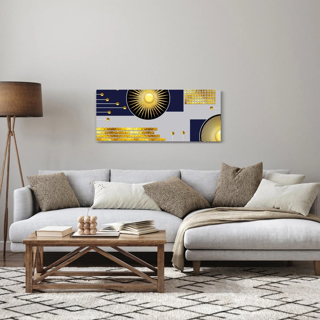 Obraz - Zlaté kruhy (120x50 cm)