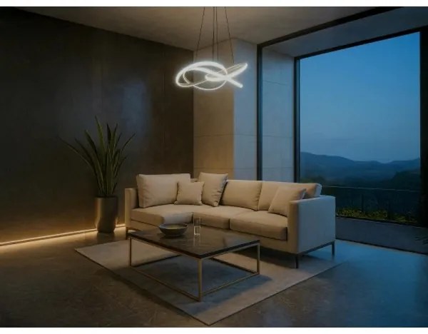 LED stmievateľný luster na lanku LED/95 W/230 V 3000–6500 K, priemer 57 cm + diaľkové ovládanie