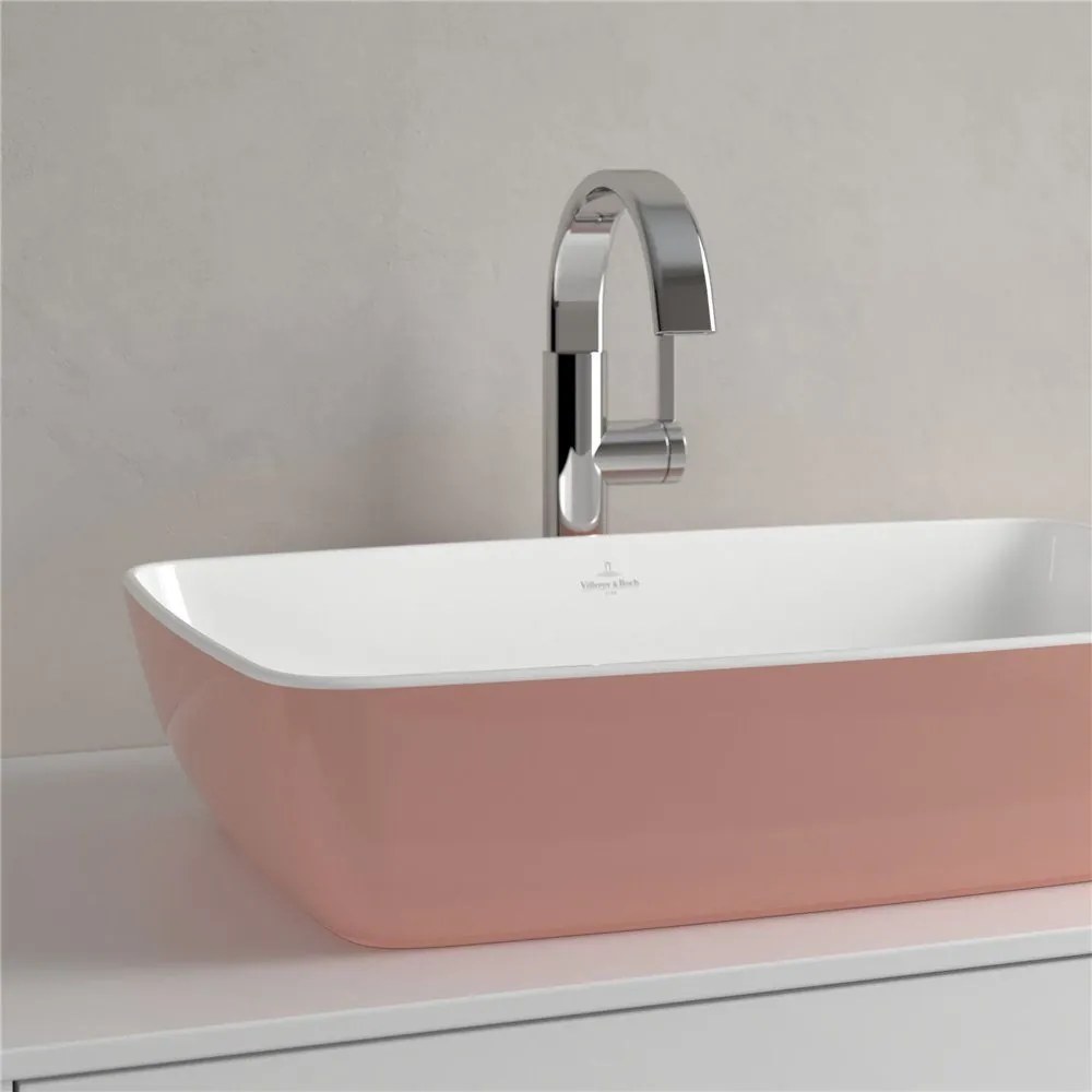 VILLEROY &amp; BOCH Artis obdĺžnikové umývadlo na dosku bez otvoru, bez prepadu, 580 x 380 mm, Powder, 417258BCT0