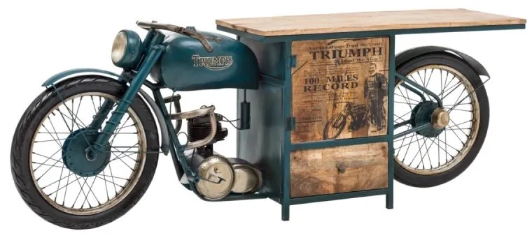 furniture-nabytek.cz - Masívna skrinka pod umývadlo Triumph z mangového dreva a kovu, lakovaná, modrá – 216×50×75 cm