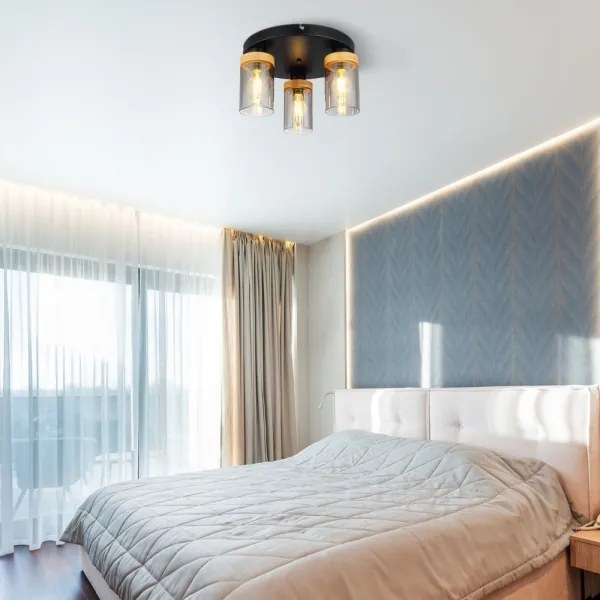 Globo 15557-3D - Prisadený luster FINCA 3xE27/40W/230V kov/drevo