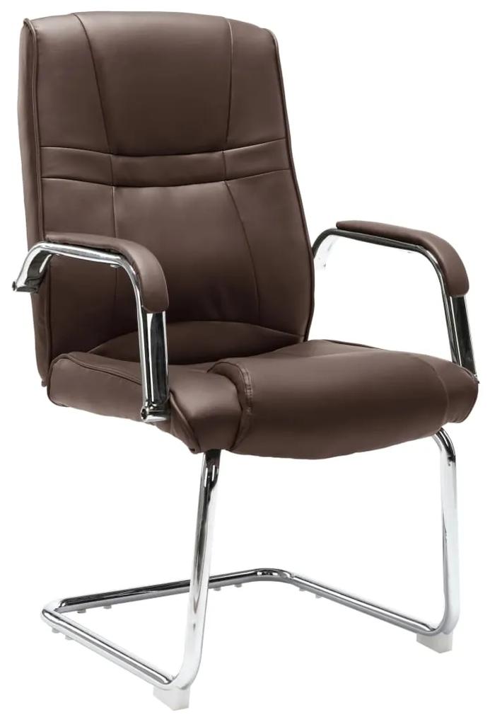 vidaXL Kancelárska stolička, perová kostra, hnedá, umelá koža