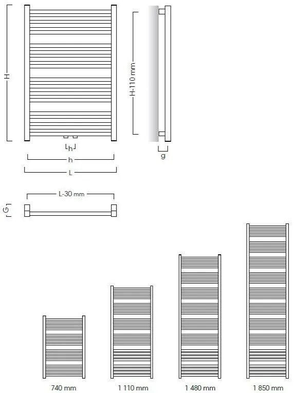radiátor STICK 400 x 740 mm, C35 white silk RADSTI407035 - INSTAL-PROJEKT