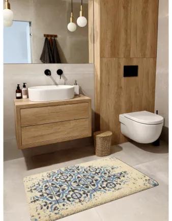 Kúpeľňový koberček CERAMIC Lisabonská dlažba, protišmykový, mäkký - sivý