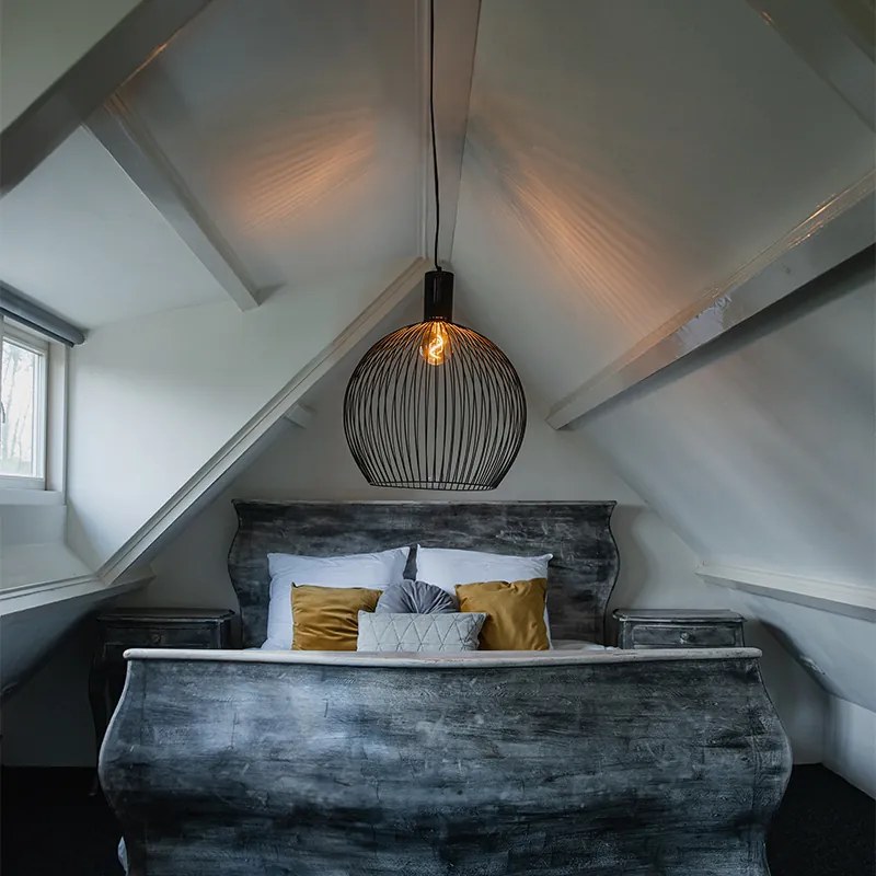 Dizajnové okrúhle závesné svietidlo čierne 50 cm - Dos