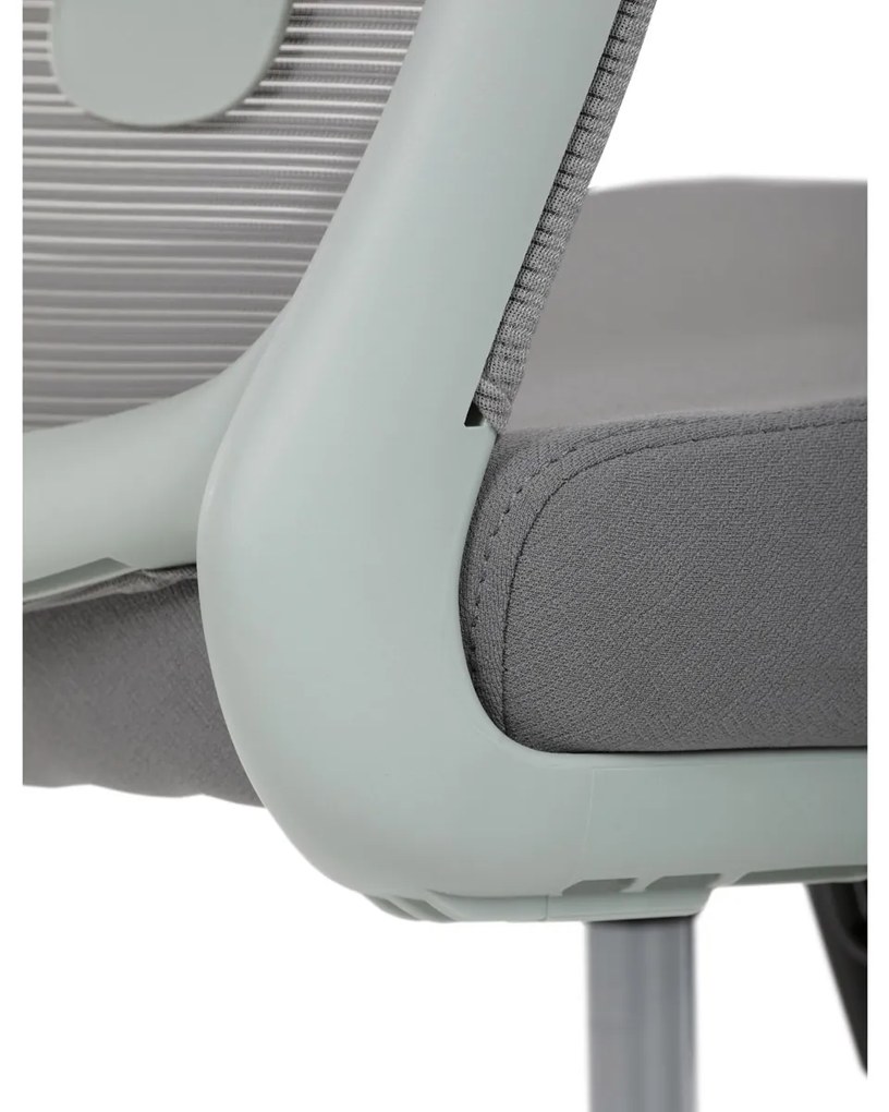 Autronic - Židle kancelářská, bílý plast, šedý MESH a šedá látka, plastový kříž, houpací mechanismus. - KA-S425 GREY