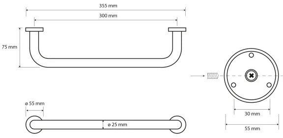 Sapho - Madlo X-ROUND 7,5x35,5 cm lesklý chróm