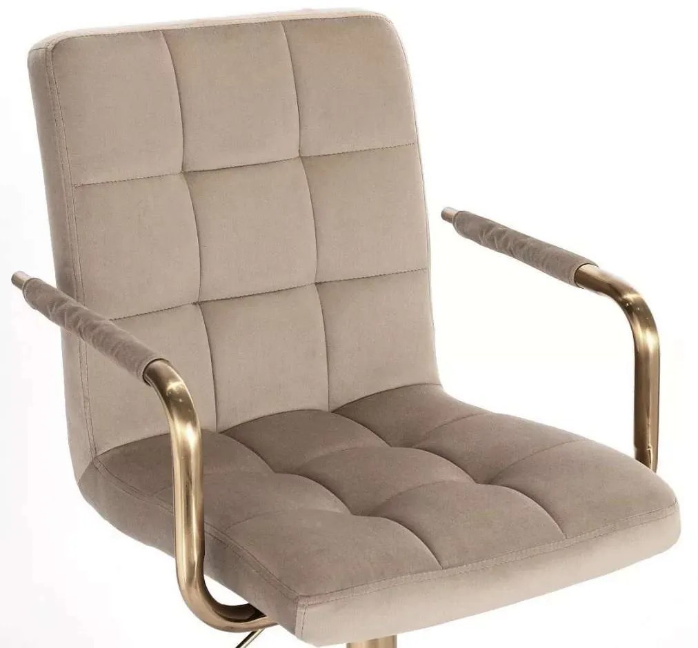 LuxuryForm DESIGN Stolička VERONA GOLD VELUR na zlatom tanieri - latte