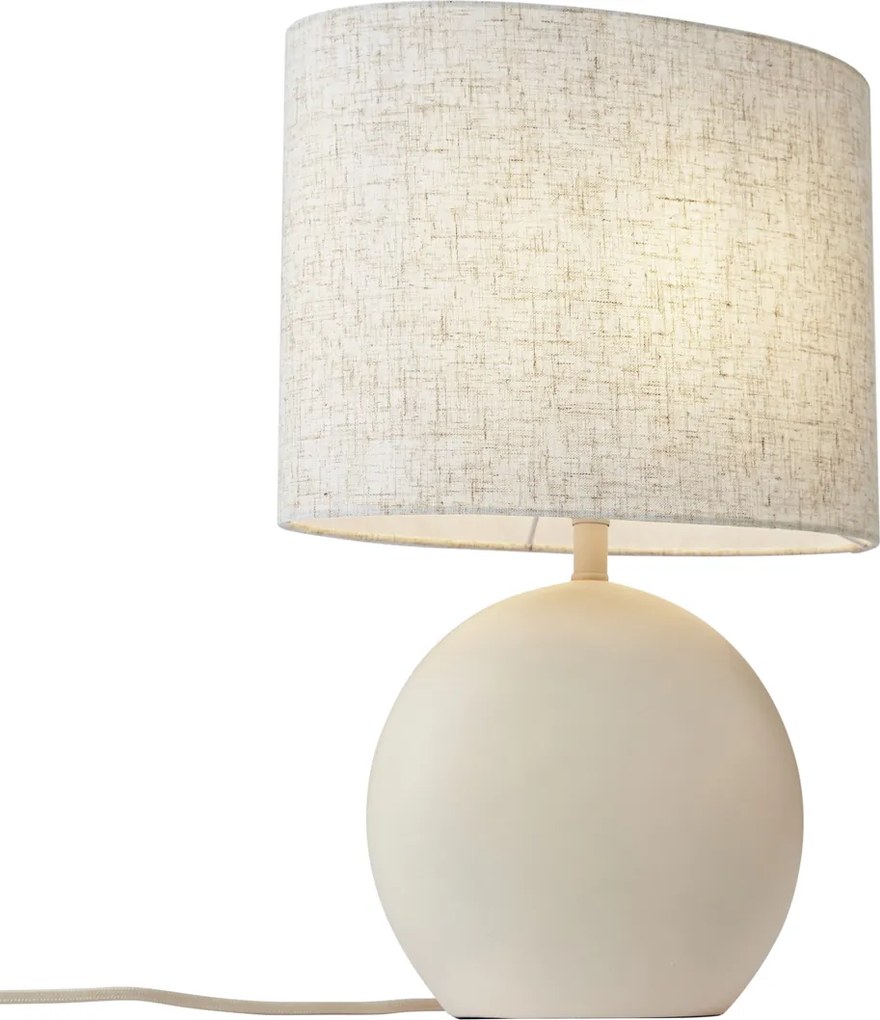 Japandi stolná lampa béžová s ľanovým tienidlom - Timo