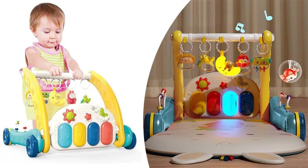 Pomôcka na chodenie pre deti a podložka na hranie klavír, 2 v 1
