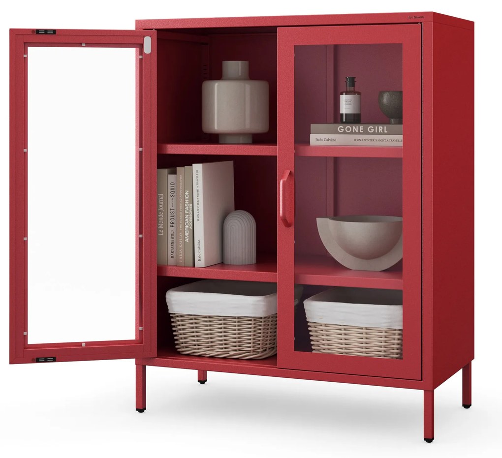 Vitrína GINA, 800 x 1015 x 400 mm, Modern: červená farba