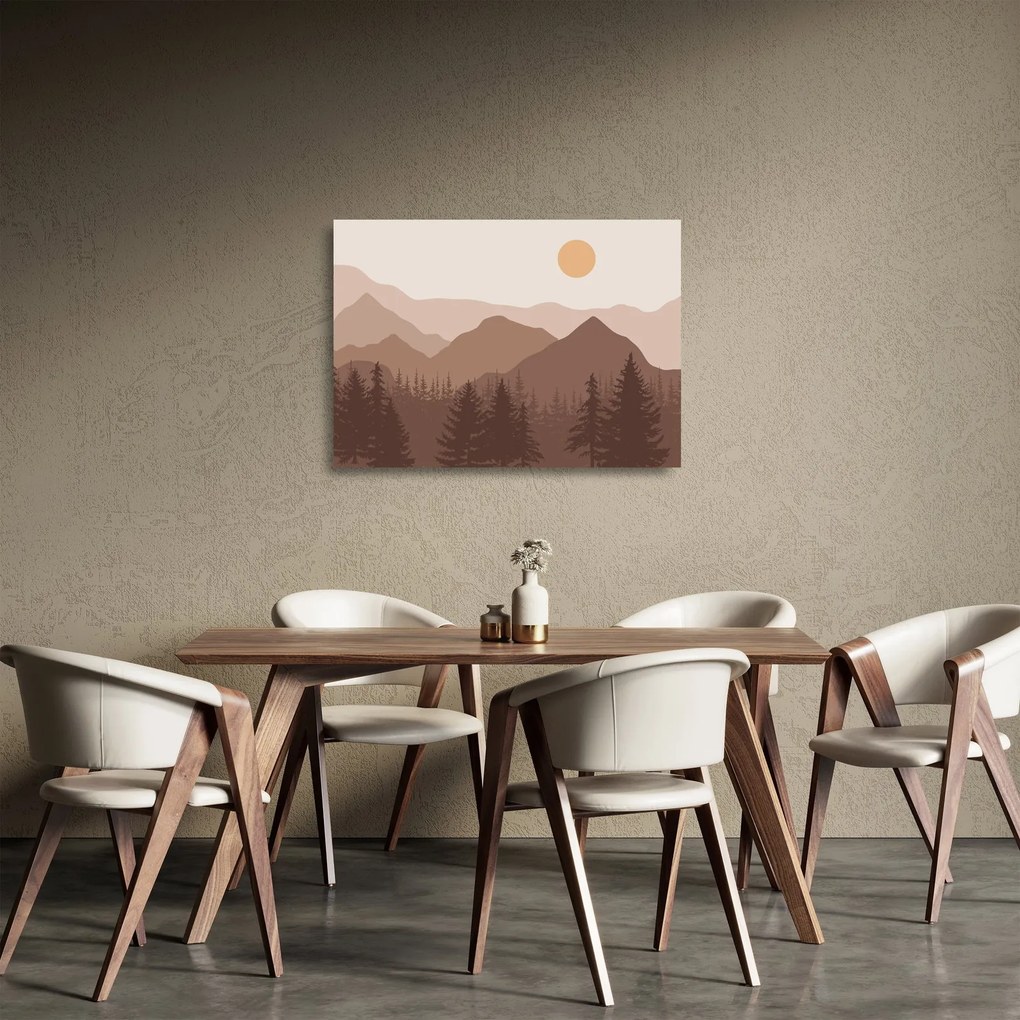 Sklenený obraz - Hnedé pohorie N⁰1 (70x50 cm)