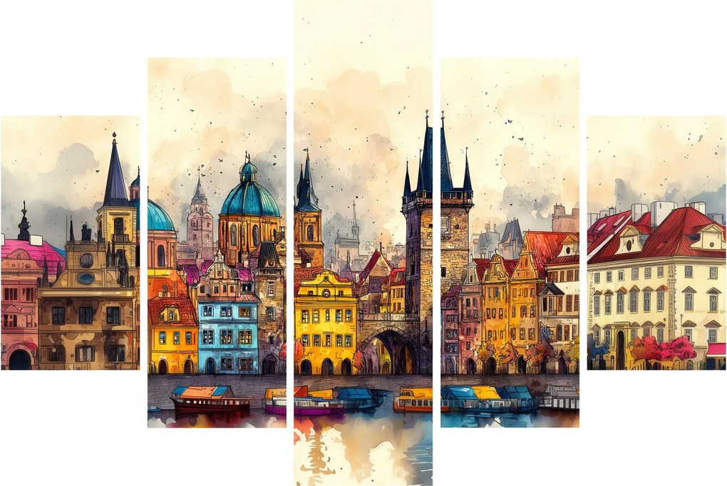 Obraz - Jeseň v maľovanom meste (150x105 cm)