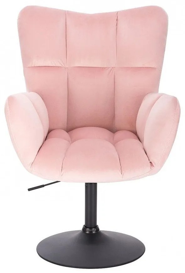 LuxuryForm DESIGN Otočné kreslo AURORA VELUR na čiernom tanieri - svetlo ružové
