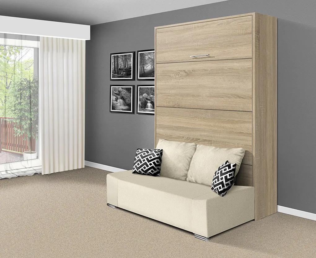 Nabytekmorava Sklápacia posteľ s pohovkou VS 21058P 200x120 farba pohovky: Sivá, Typ farebného prevedenia: Orech / dvere biele