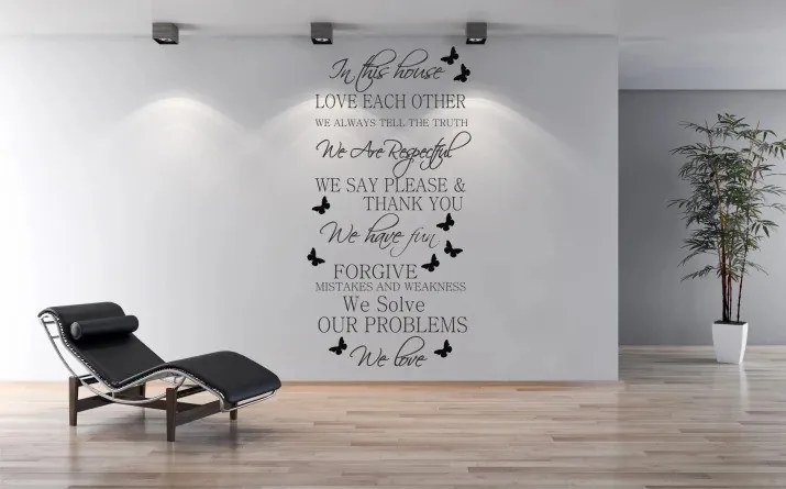 Nálepka na stenu s textom IN THIS HOUSE 50 x 100 cm