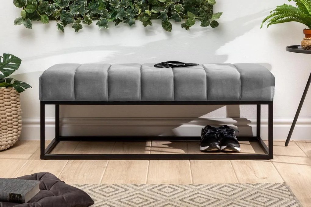 Dizajnová lavica Halle 110 cm zamat - striebornosivá - Skladom na SK