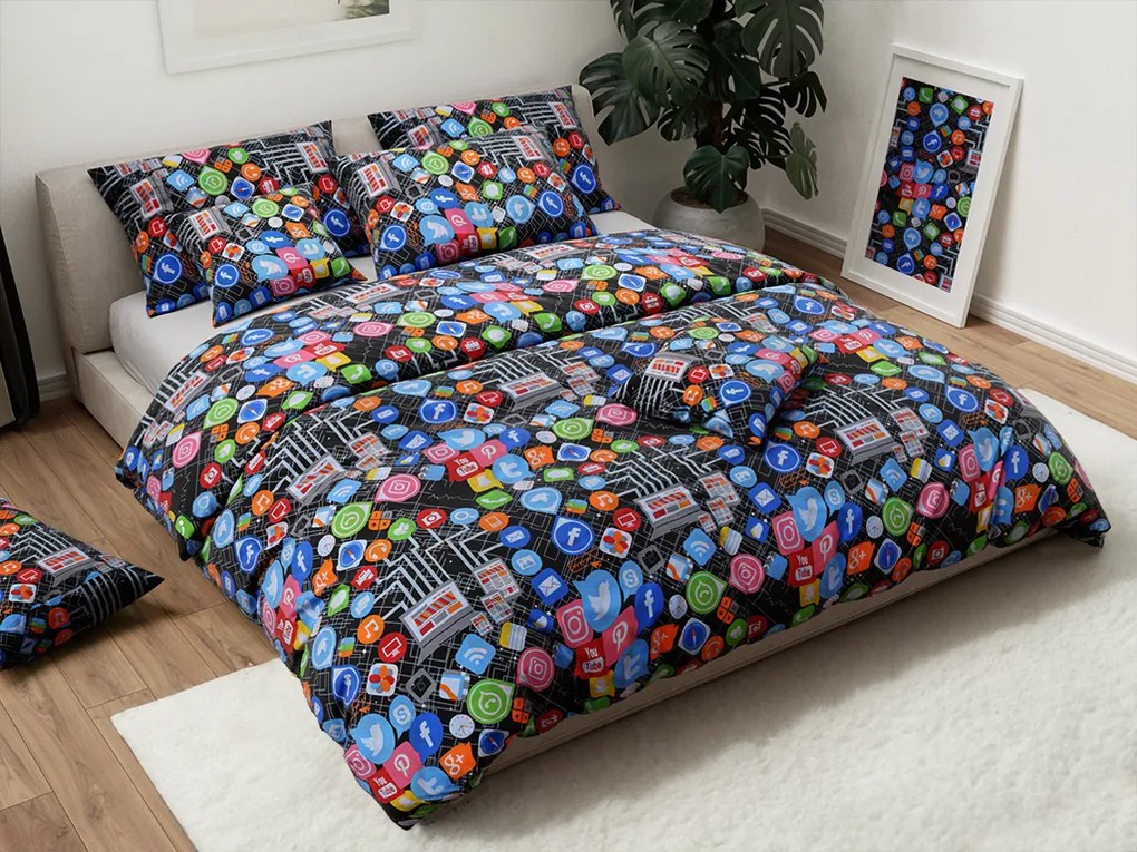 Bavlnené obliečky ICONS farebné Rozmer obliečky: 2 ks 70 x 90 cm | 200 x 220 cm