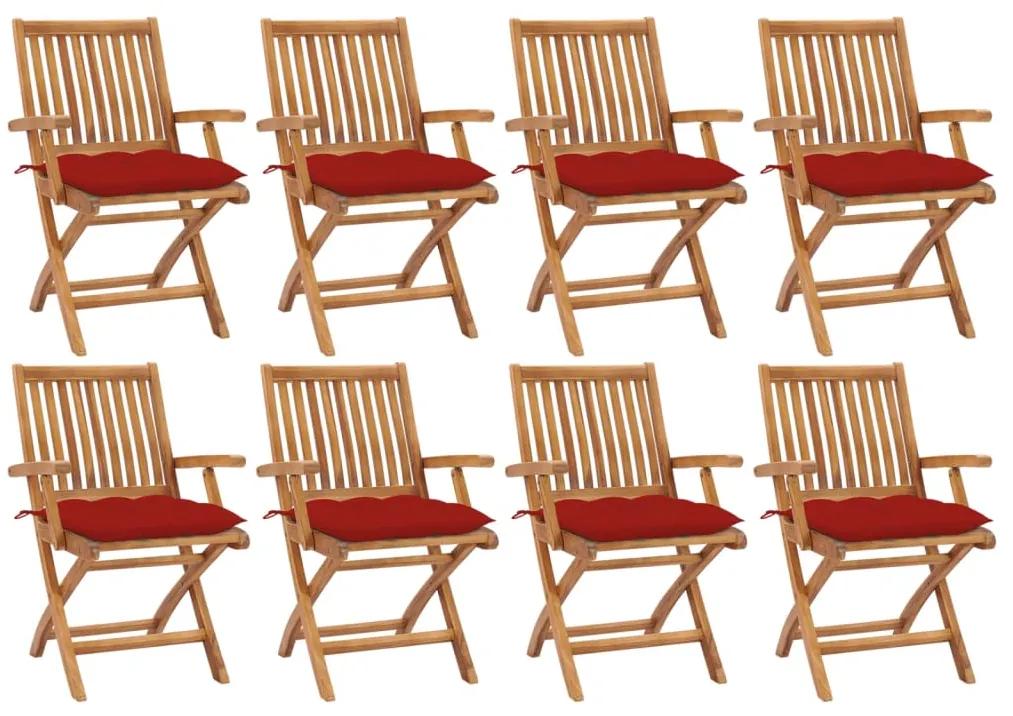 Skladacie záhradné stoličky s podložkami 8 ks tíkový masív 3072798