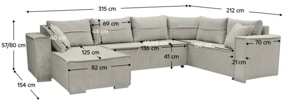 Univerzálna rohová rozkladacia sedacia súprava do U LONDON béžová