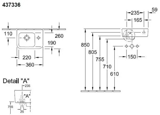 Villeroy & Boch 43733601 - Závesné umývadlo ARCHITECTURA 36x26 cm keramika/biela