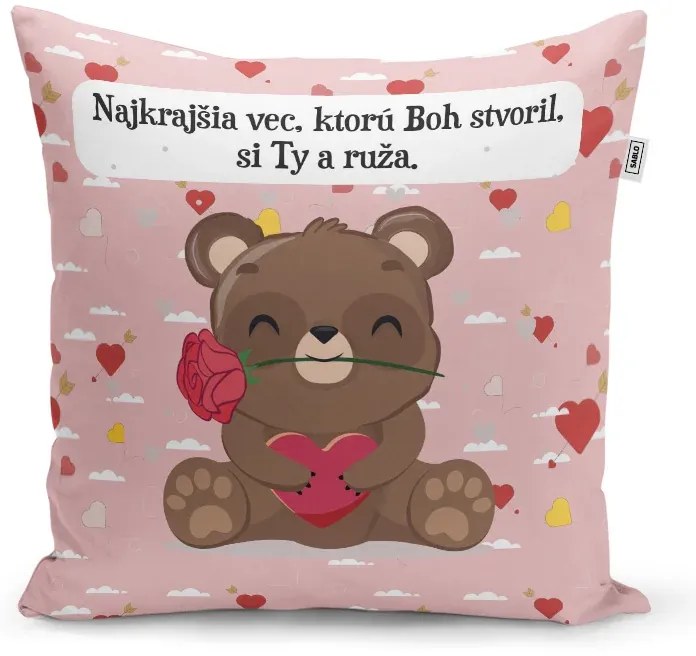 Sablio Vankúš Najkrajšia vec, ktorú Boh stvoril, si Ty a ruže: 40x40 cm