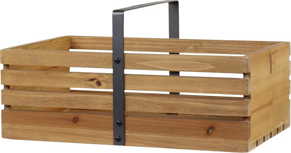 Hnedý antik drevený box s rukoväťou Apple Crate - 40*25*20 cm