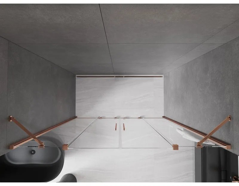 Mexen Velar Duo, posuvné dvere do otvoru 180x200 cm, 8mm číre sklo, ružové zlato, 871-180-000-02-60