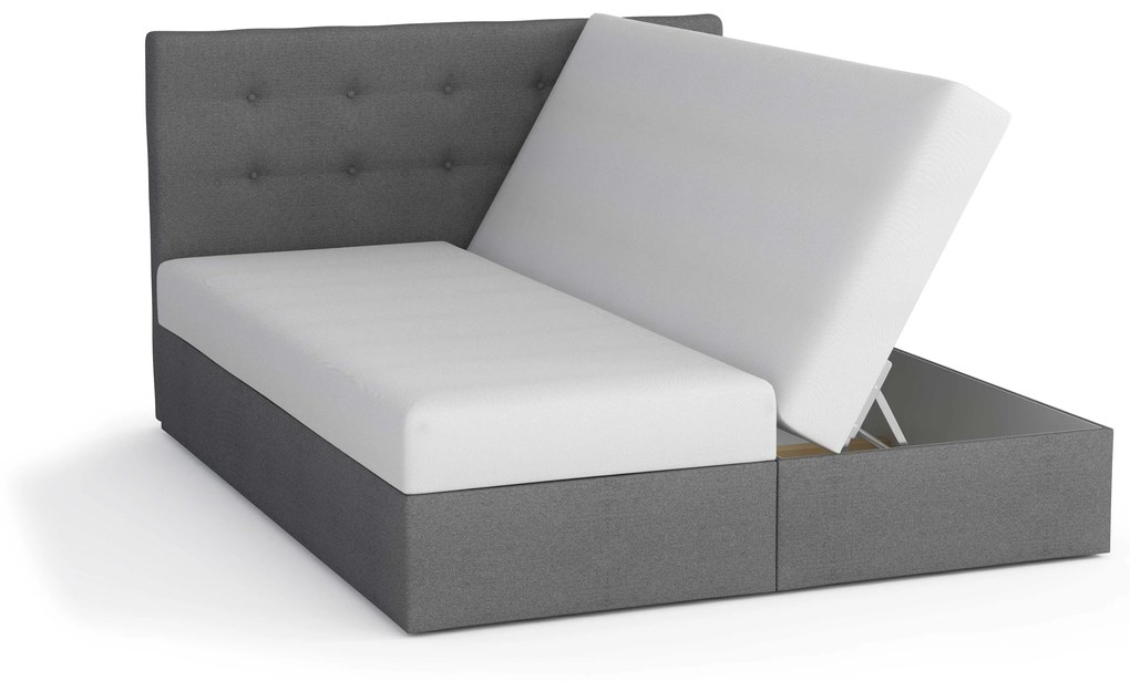 Manželská posteľ 140 cm Boxspring Marion Comfort (čierna + svetlosivá) (s roštom a matracom). Vlastná spoľahlivá doprava až k Vám domov. 1056246